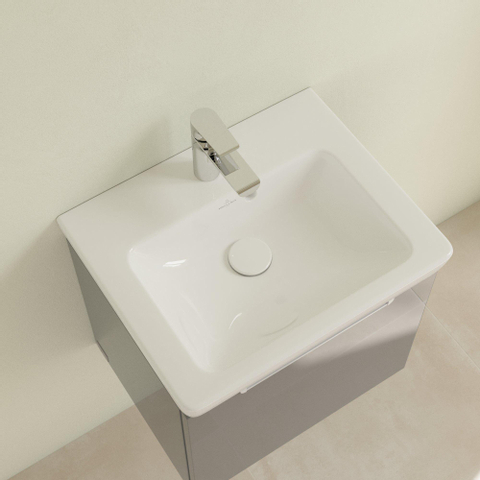 Villeroy & Boch Subway 2.0 meubelfontein - 50x40cm - 1 kraangat - met overloop CeramicPlus - White Alpine (glans wit) 1024206
