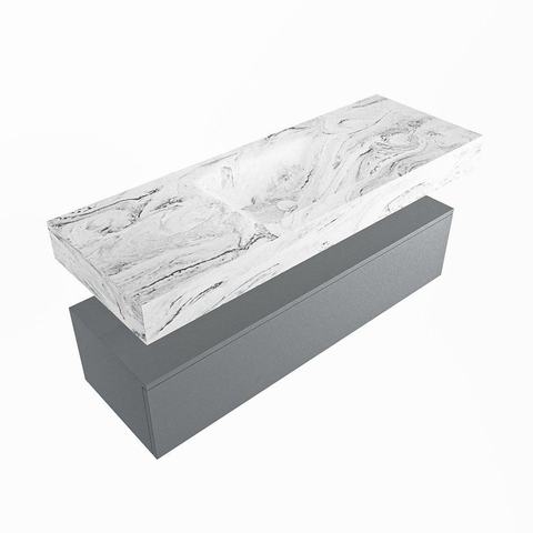 MONDIAZ ALAN - DLUX Badkamermeubelset - 130cm - onderkast - Plata - 1 lade - vrijhangende wastafel - wasbak midden - 1 kraangat - Glace SW806142