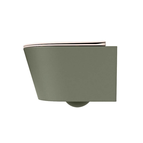 Mondiaz LAVIE WC suspendu – sans bride – 36 x 53 cm – avec abattant softclose – Army (vert), abattant Rosee (rose) SW1208683