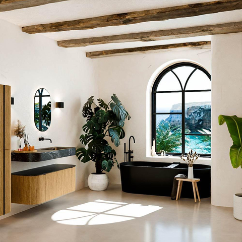 MONDIAZ THOR-DLUX 120cm badmeubel ronding links + rechts kleur Oak met 1 lade en 2 deuren. Vrijhangende wastafel CLOUD Rechts zonder kraangat kleur Lava. SW1463098