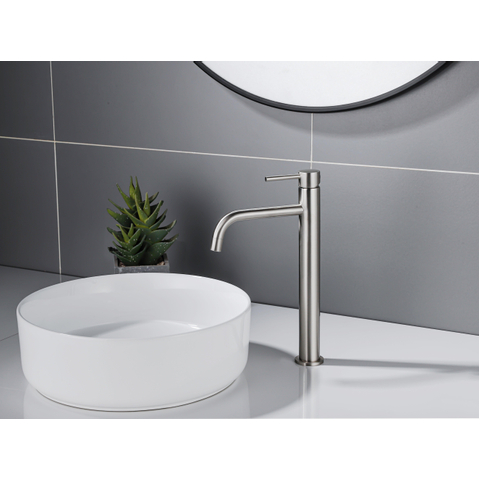 Fortifura Calvi Slim Wastafelkraan - 32cm - verhoogd - opbouw - PVD - geborsteld RVS SW377859