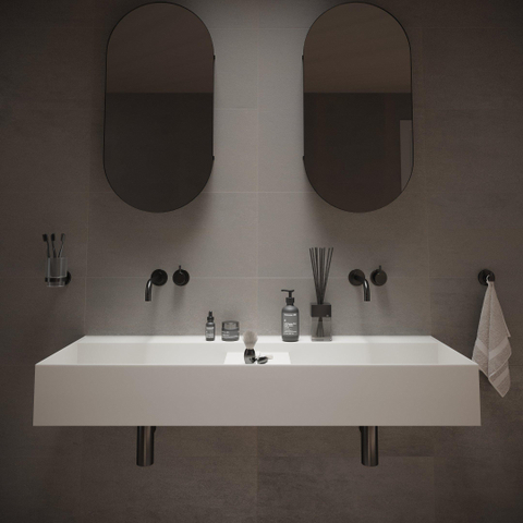 Ideavit SolidBliss Wastafel 120x45x16cm 0 kraangaten Solid surface mat wit SW420099