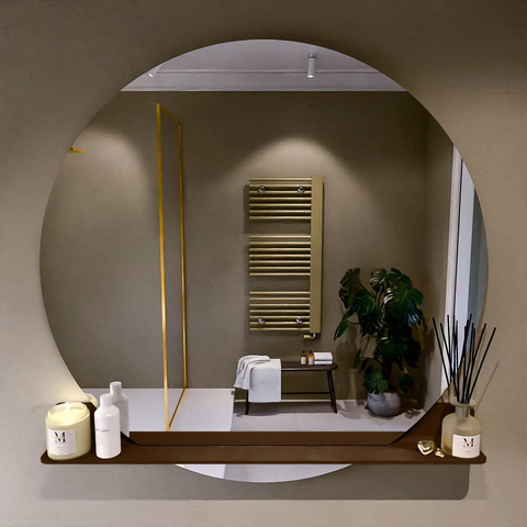 Mondiaz SPOT miroir – Ø 120 cm – avec tablette – Rust (brun) SW1235607