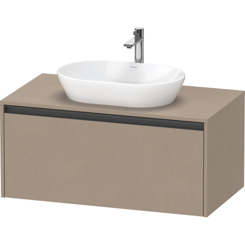 Duravit Ketho.2 Wastafelonderbouwkast - inclusief consoleplaat - met 1 lade - 100x55x45.9cm - met handgreep antraciet - linnen mat SW772107