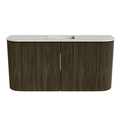 Mondiaz JOYA-DLUX Meuble de toilette 83.2cm - arrondi gauche et droite couleur Shadow - Vasque FAYE position Milieu Sans trou de robinet couleur Opalo SW1422960