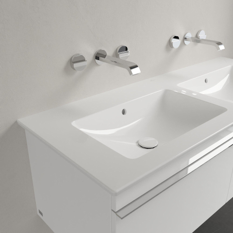 Villeroy & Boch venticello dubbele wastafel - 130x50cm - zonder kraangat - zonder overloop CeramicPlus - White Alpine (glans wit) 1025105
