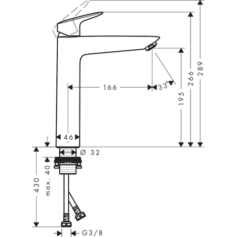 Hansgrohe Logis Eengreeps wastafelmengkraan - 190 zonder afvoer - hoogglans chroom 0605645