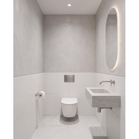 QeramiQ Dely Ensemble de toilette - réservoir encastré QeramiQ Flush - abattant 35mm - plaque de commande en métal gunmetal - boutons ronds - blanc brillant SW1579190