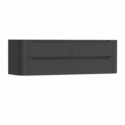H&R Badmeubelen Juice Wastafelonderkast - 140x45x50cm - afgeronde hoeken - 4 lades - geïntegreerde greep - antraciet mat SW1490056