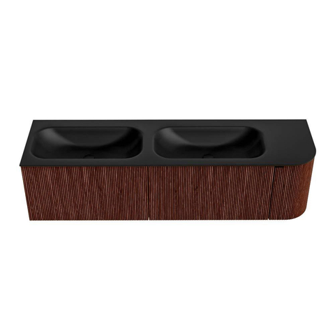 Mondiaz KURVE Badkamermeubelset - 165x46x40cm - 2 lade - 1 deur - wastafel solid surface - dubbel / links - zonder kraangat - Ruby SW1415375