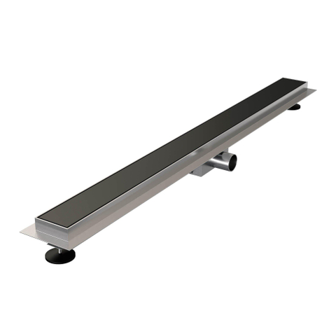 Brauer Caniveau de douche - 100x7.5cm - bride de sol - grille à carreler réversible - acier inoxydable - noir mat SW771541