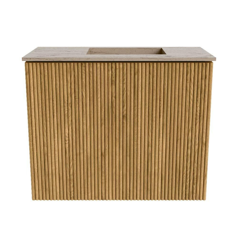 Mondiaz JOYA-DLUX 50cm toiletmeubel - kleur Oak - Wastafel FAYE positie Rechts 1 kraangat kleur Arena. SW1423891