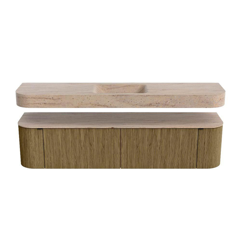 MONDIAZ THOR-DLUX Meuble de salle de bains 190cm arrondi gauche + droite couleur Dusk avec 2 tiroirs et 2 portes. Vasque suspendue CLOUD Milieu sans trou de robinet couleur Saba. SW1466677