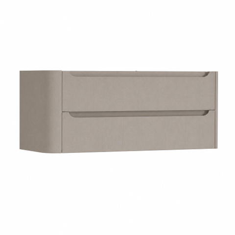 H&R Badmeubelen Juice Wastafelonderkast - 120x45x50cm - linkerhoek afgerond - 2 lades - geïntegreerde greep - Olive SW1489896