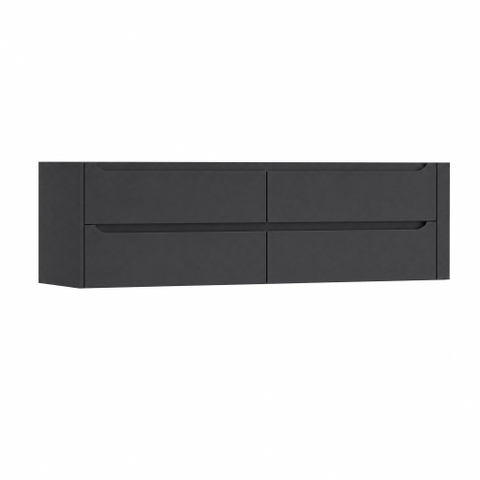 H&R Badmeubelen Juice Meuble sous vasque - 180x45x50cm - angle droit arrondi - 4 tiroirs - poignée intégrée - anthracite mat SW1491695