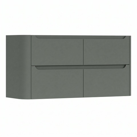 H&R Badmeubelen Juice Wastafelonderkast - 120x45x50cm - linkerhoek afgerond - 4 lades - geïntegreerde greep - petrol mat SW1571924