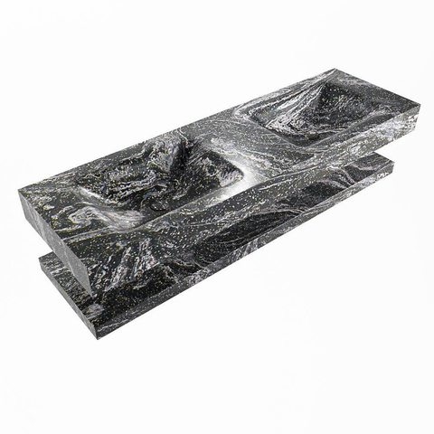 Mondiaz ALAN-DLUX Ensemble de meuble - 150cm - meuble Lava mat - 0 tiroirs - Lavabo Cloud Lava suspendu - vasque Gauche et droite - 2 trous de robinet SW809244