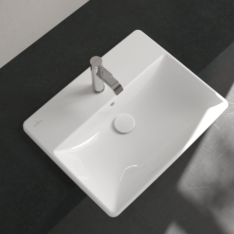 Villeroy & Boch Avento voorbouwwastafel - 55x36cm - 1 kraangat - met overloop - White Alpine (glans wit) SW106444