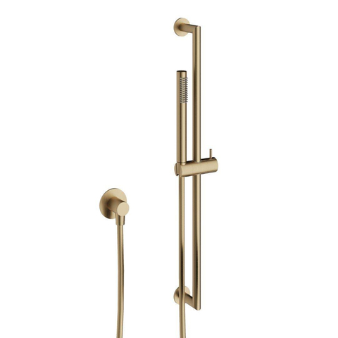 Crosswater 3ONE6 Ensemble de douche - barre curseur - douchette stick - flexible lisse - coude mural - Laiton brossé SW928151