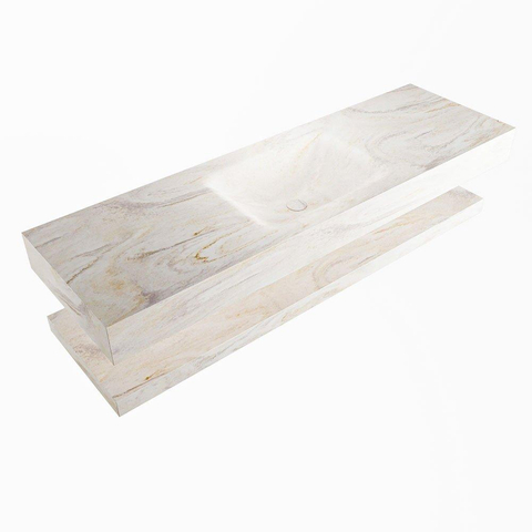 Mondiaz ALAN-DLUX Ensemble de meuble - 150cm - meuble Ostra mat - 0 tiroirs - Lavabo Cloud Ostra suspendu - vasque Centre - 1 trou de robinet SW809337