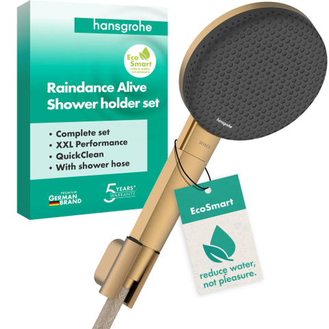 Hansgrohe Raindance Alive Select S Doucheset - 125 - 3jet - ecosmart - met designflex textiel - doucheslang - 160 cm - geborsteld brons (brons) SW1388482