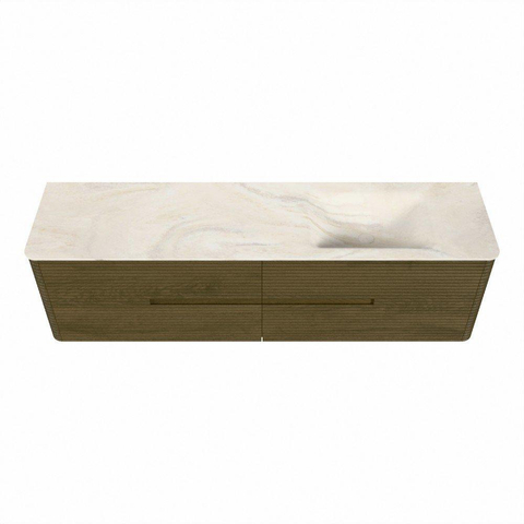 Mondiaz CIRO-DLUX Ensemble de meubles de salle de bains - 180x45x50cm - Plan vasque solid surface Ostra - 1 vasque à droite - 1 trou de robinet - 4 tiroirs - Dusk SW1533454