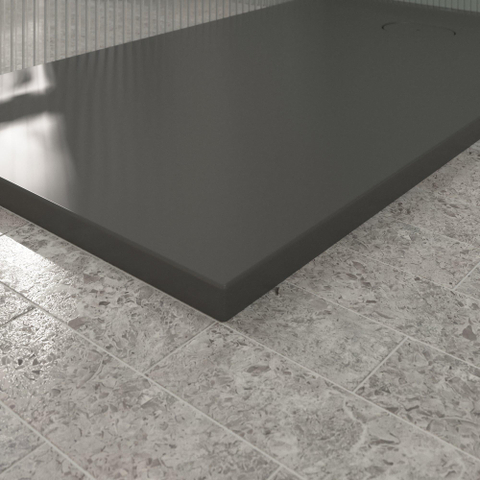 Villeroy & Boch Ecora douchebak - 140x80x3.5cm - afvoer korte zijde - anthracite (antraciet) SW1558863