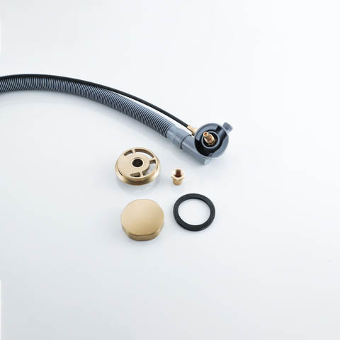 Fortifura Calvi badafvoer - opbouw - draaibediening - met vulfunctie - verlengde afvoer - geborsteld messing (goud) SW1183693