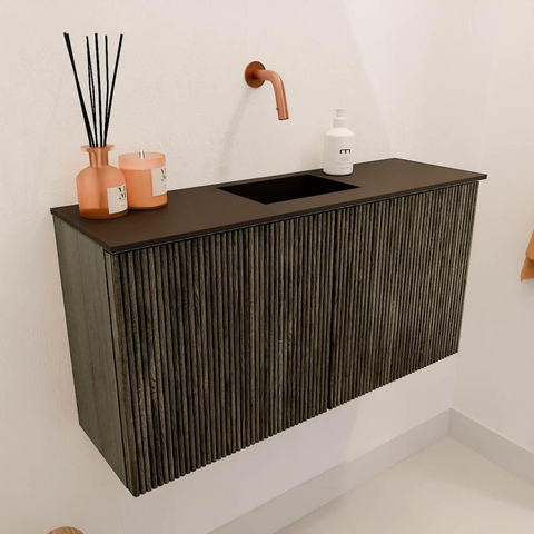 Mondiaz JOYA 80cm meuble de salle de bains - couleur Shadow - Vasque FAYE position Milieu Sans trou de robinet couleur Urban SW1421550