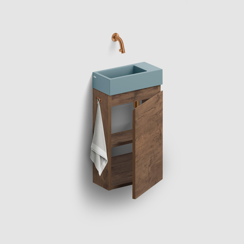 Clou InBe Meuble de lavabo pour toilettes - 36x55x18cm - droite - chêne foncé SW1209482