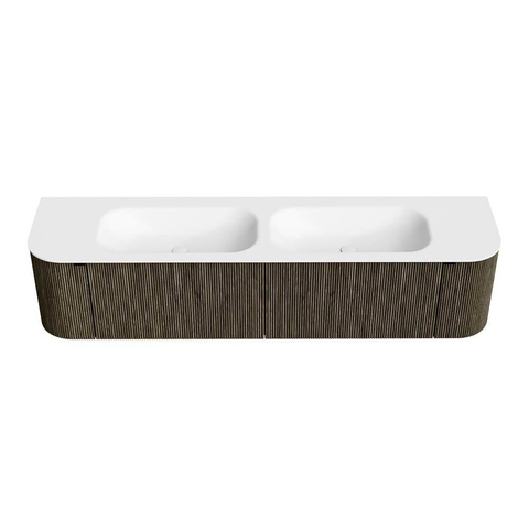 Mondiaz KURVE Ensemble de meuble de salle de bains - 190x46x40cm - 2 tiroirs - 2 portes - lavabo solid surface - double - sans trou de robinet - Shadow SW1414154