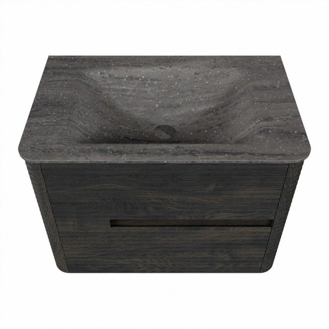 Mondiaz CIRO-DLUX Badkamermeubelset - 70x45x50cm - Solid surface wastafel Oza - 1 wasbak Midden - zonder kraangaten - 2 lades - Shadow SW1532663