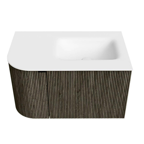 Mondiaz KURVE Ensemble meuble de salle de bains - 75x46x40cm - 1 tiroir - 1 porte - vasque solid surface - droite - sans trou de robinet - Shadow SW1414246