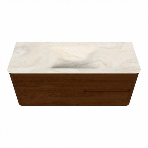 Mondiaz CIRO-DLUX Badkamermeubelset - 120x45x50cm - Solid surface wastafel Ostra - 1 wasbak Midden - zonder kraangaten - 2 lades - Ruby SW1531854