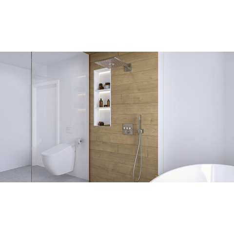 GROHE SmartControl Ensemble de douche encastrable - thermostatique - pommeau de douche carré - douchette stick - Supersteel brossé SW909596