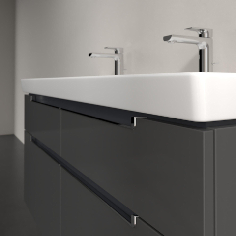 Villeroy & Boch Subway 2.0 wastafelonderkast - 128.7x59x44.9cm - glans grijs SW118762