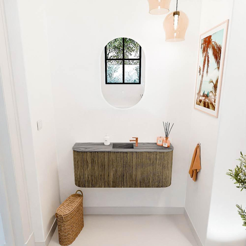 Mondiaz JOYA-DLUX 103.2cm toiletmeubel - ronding links en rechts kleur Dusk - Wastafel FAYE positie Midden 1 kraangat kleur Sombra. SW1426186