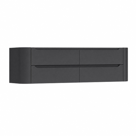 H&R Badmeubelen Juice Meuble sous vasque - 160x45x50cm - angles arrondis - 4 tiroirs - poignée intégrée - anthracite mat SW1490852