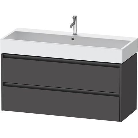 Duravit Ketho.2 Wastafelonderbouwkast - met 2 laden - voor enkele wastafel - 118.4x46x54.9cm - met grepen antraciet - grafiet mat SW773144