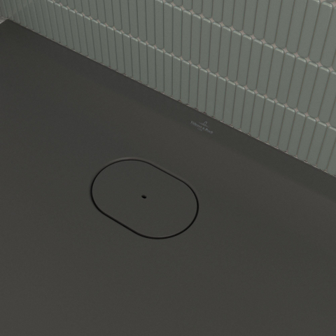 Villeroy & Boch Ecora douchebak - 100x100x3.5cm - afvoer korte zijde - anthracite (antraciet) SW1558878