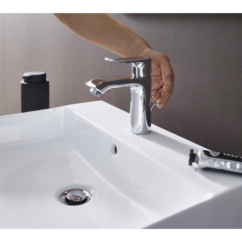 Hansgrohe Metris 1 greeps wastafelkraan - 110 met trekwaste - hoogglans chroom 0450906