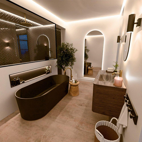 Mondiaz CIRO-DLUX Ensemble de meubles de salle de bains - 110x45x50cm - Plan vasque en solid surface Sombra - 1 vasque à droite - 1 trou de robinet - 2 tiroirs - Dusk SW1533396