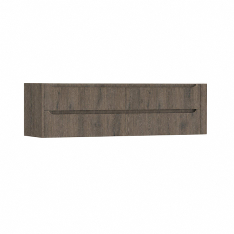 H&R Badmeubelen Juice Wastafelonderkast - 180x45x50cm - rechterhoek afgerond - 4 lades - geïntegreerde greep - Tucson oak SW1491784