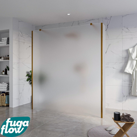 FugaFlow Eccelente Vetro Douche à l'italienne libre - 180x200cm - Verre mat - anti-calcaire - verre de sécurité 8mm - 2 parois latérales 40cm - avec bras muraux et profils d'angle - Cuivre brossé - SW1125770