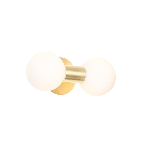 QAZQA Cederic wandlamp 8x20.4x11.3cm - 2 lichts - horizontaal/verticaal - IP44 - geborsteld messing (goud) SW1187221