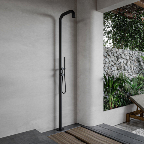 Fortifura Outdoor Original Vrijstaande Buitendouche - RVS 316 - handdouche - mat zwart TWEEDEKANS OUT13037