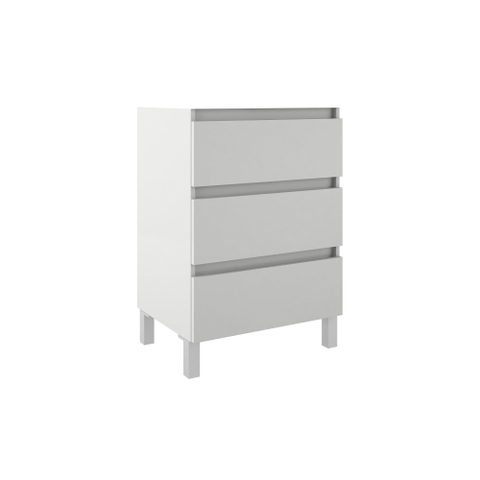 Saniclass Chaci PLUS Meuble de salle de bain - 60x86x46cm - vasque - plan de toilette - 3 tiroirs - miroir rectangulaire - blanc mat SW1027186