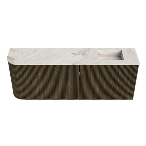 Mondiaz JOYA-DLUX 111.6cm meuble de salle de bains - arrondi gauche couleur Shadow - Vasque FAYE position Droite 1 trou de robinet couleur Frappe. SW1422742