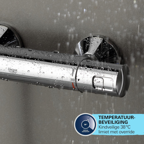 Grohe Vitalio Comfort 250 Douchesysteem - thermostatisch - hoofddouche 1 straalsoort - handdouche 2 straalsoorten - chroom SW1028082
