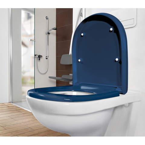 Villeroy & Boch O.novo Vita closetzitting met deksel met softclose met greeprand met quick release blauw 1025074